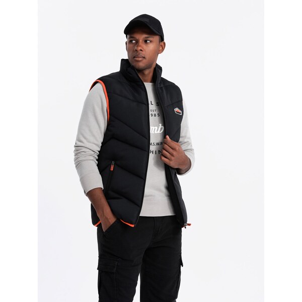 Ombre Mens quilted sleeveless jacket with neon accents - black 64783075