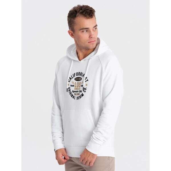 Ombre Clothing Jedinečná biela mikina s nápisom V1 SSPS-0151 48973821