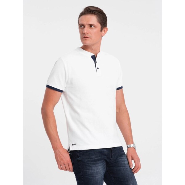 Ombre Clothing Pohodlná trendy biela polokošeľa V1 TSCT-0156 49044140