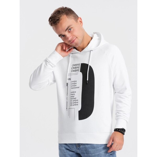 Ombre Clothing Zaujímavá biela mikina s popisom V1 SSPS-0152 49280481