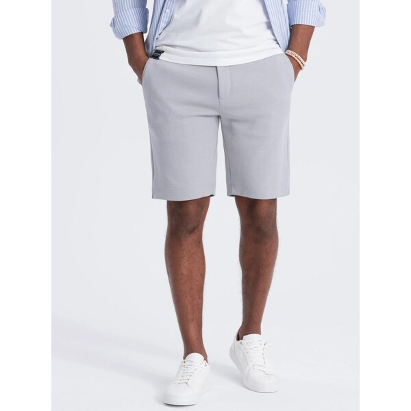 Ombre Clothing Šedé kraťasy zo štruktúrovaného úpletu V4 SRCS-0126 49877542