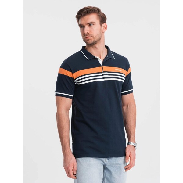 Ombre Clothing Atraktívna tmavo modrá polokošela V1 POSS-0127 50763055