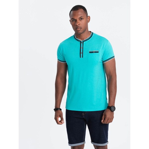 Ombre Clothing Zaujímavé tyrkysové tričko V7 TSCT-0175 51013820