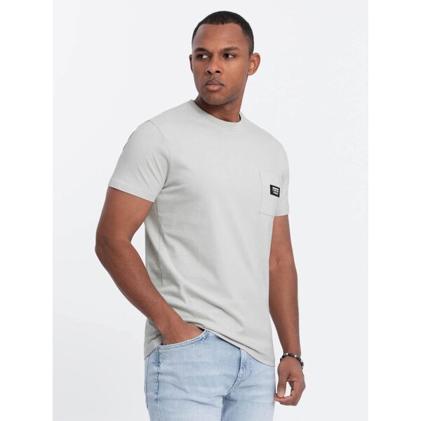 Ombre Clothing Trendy tričko s ozdobným vreckom svetlo zelené V2 TSCT 51220676