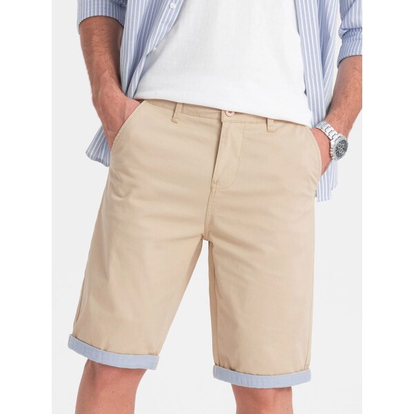 Ombre Clothing Pieskové chinos kraťasy s lemom V10 W421 51289140