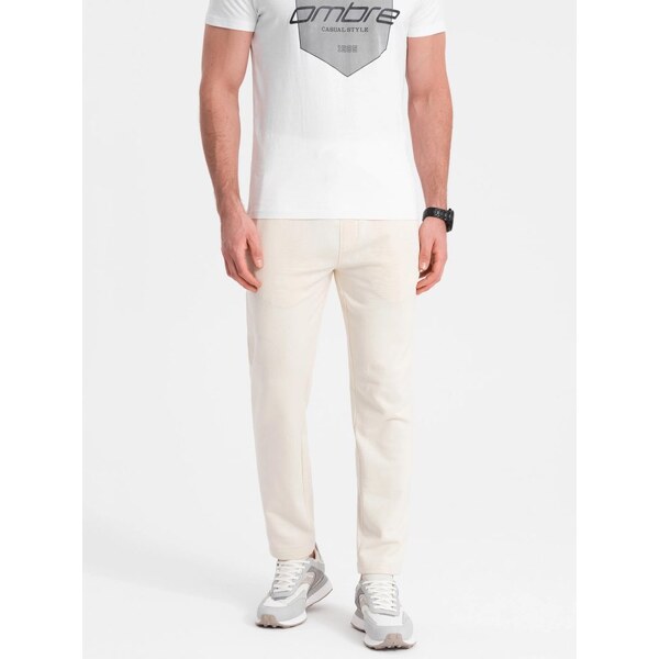 Ombre Clothing Zaujímavé krémové tepláky V11 PABS-0206 51419604