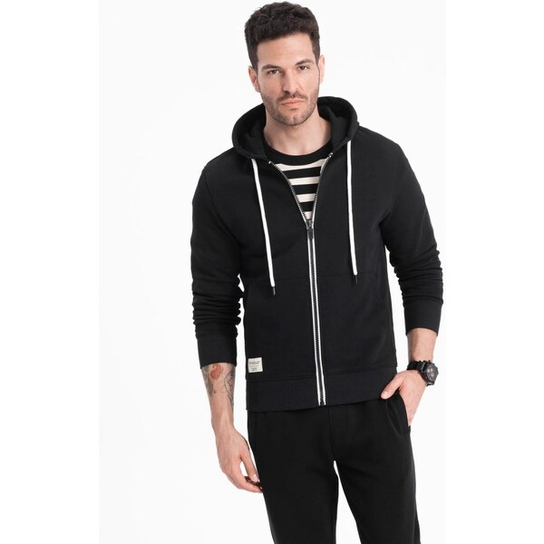 Ombre Clothing Základná čierna mikina na zips V5 SSBZ-0178 52339708