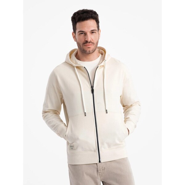 Ombre Clothing Základná krémová mikina na zips V11 SSBZ-0178 52339711