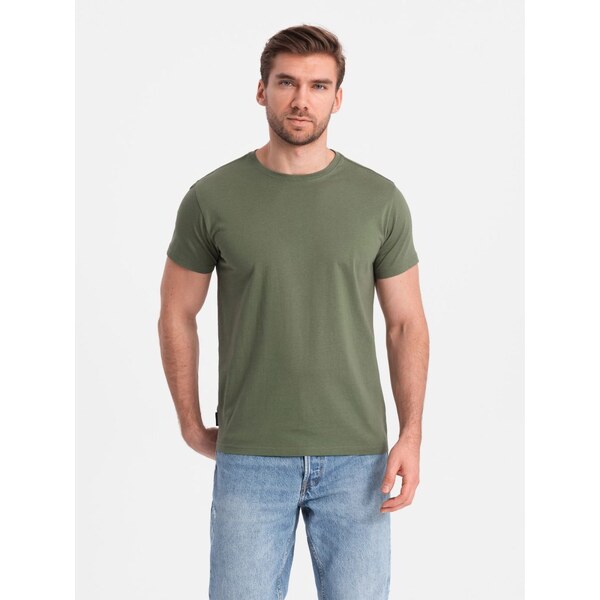 Ombre Clothing Khaki bavlnené tričko V6 TSBS-0146 52264047