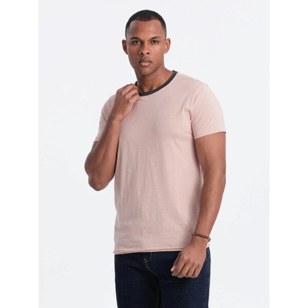 Ombre Clothing Trendy ružové tričko bez potlače V5 TSCT-22SS-004 54070135