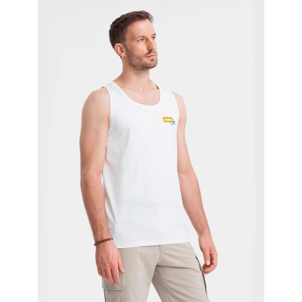 Ombre Clothing Biele tielko s letným motívom V2 TSTT-0191 57244776