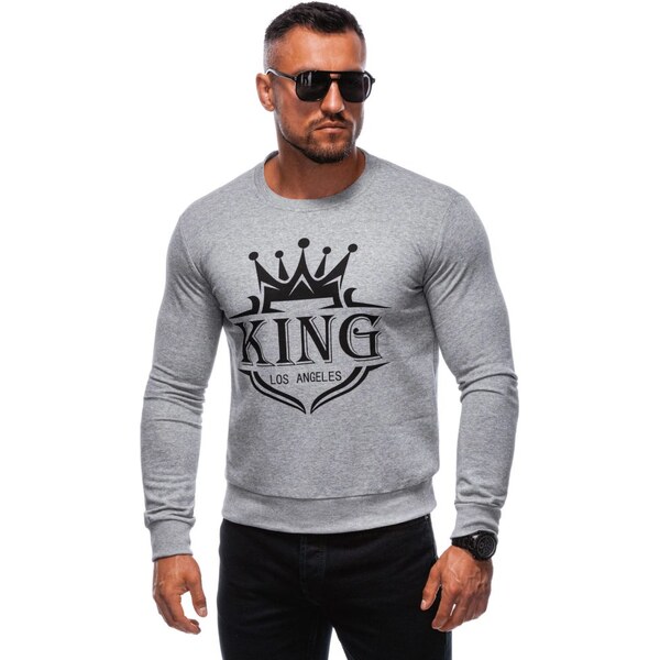 OTHER Moderná šedá mikina s trendy nápisom B1680 57321614