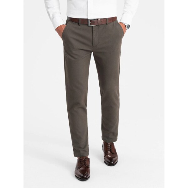 Ombre Clothing Khaki chinos nohavice s jemnou textúrou V2 PACP-0188 49033083