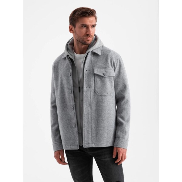 Ombre Clothing Štýlová šedá bunda s viskózou V2-janp-0199 57932284