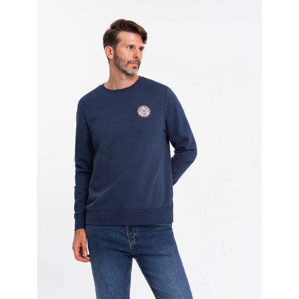 Ombre Clothing Pohodlná tmavo modrá mikina s nášivkou V2 SSNZ-0134 58162446