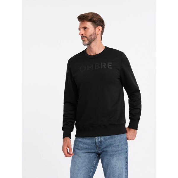 Ombre Clothing Klasická čierna mikina s nápisom V4 SSPS-0181 58263623