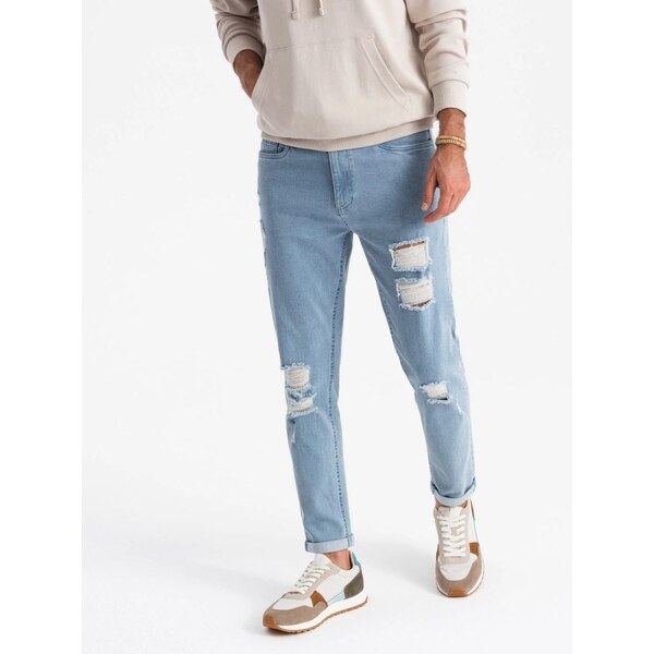 Ombre Clothing Trendy svetlo modré rifle s odreninami V1 PADP-0163 58369152