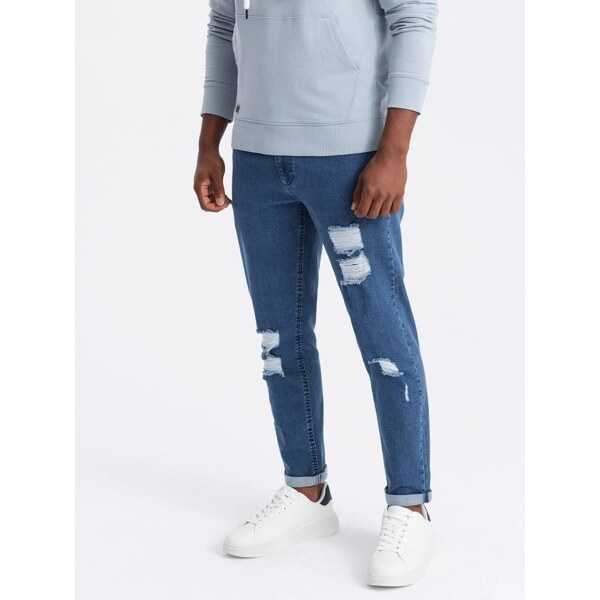 Ombre Clothing Trendy modré rifle s odreninami V2 PADP-0163 58369153