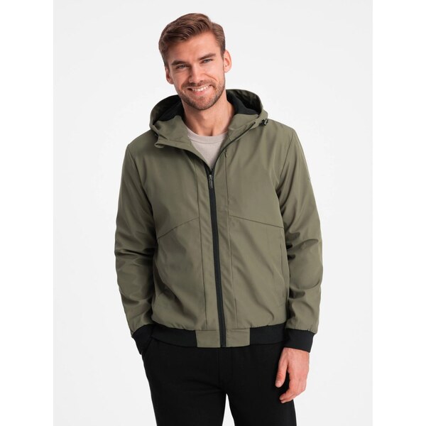 Ombre Clothing Základná olivová prechodná športová bunda V2 JANP-0149 58265327