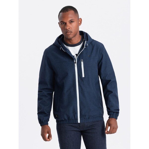 Ombre Clothing Pohodlná tmavo modrá prechodná športová bunda V2 JANP 58261769