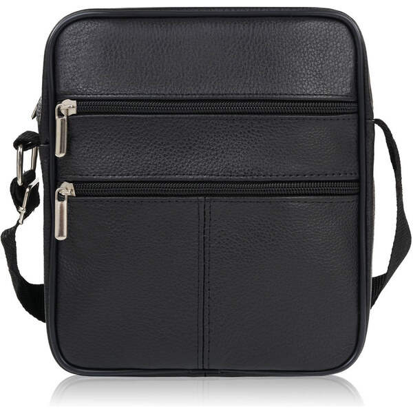 Abruzzo Pánska kožená taška cez rameno ABR-43 | čierna ABR-43 59761324