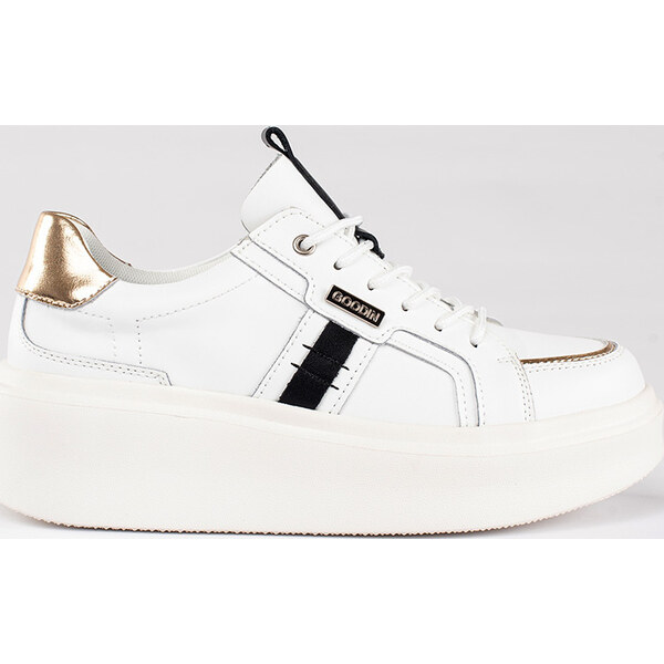 SHELOVET Kožené biele sneakersy na platforme GD-XF-134W 66148768