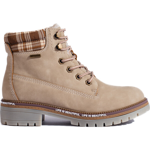 Goodin Dámske béžové workery s károvanou vsadkou GD-TL29BE 48618318