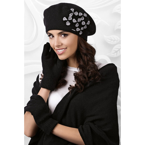 Kamea Čierny dámsky set baretka + šál Gorycja, Farba čierna 19608421