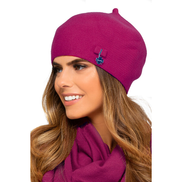 Kamea Fuksiová dámska elegantná baretka na zimu Murcja, Farba fuksiová 59788489