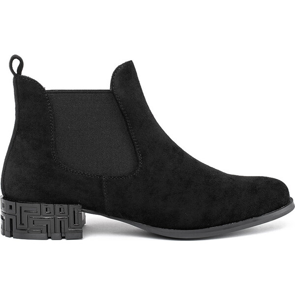 BASIC Dámske čierne členkové topánky s ozdobným podpätkom Sergio Leone 56624403