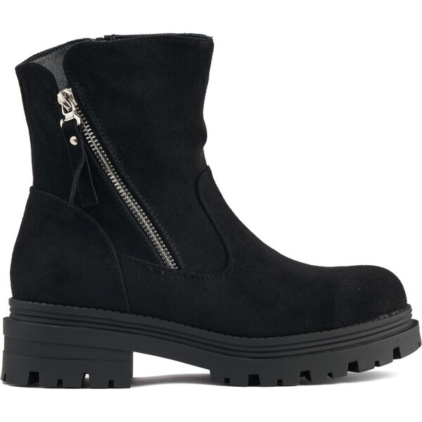 SHELOVET Čierne dámske členkové topánky s ozdobným zipsom SP259B 66148613