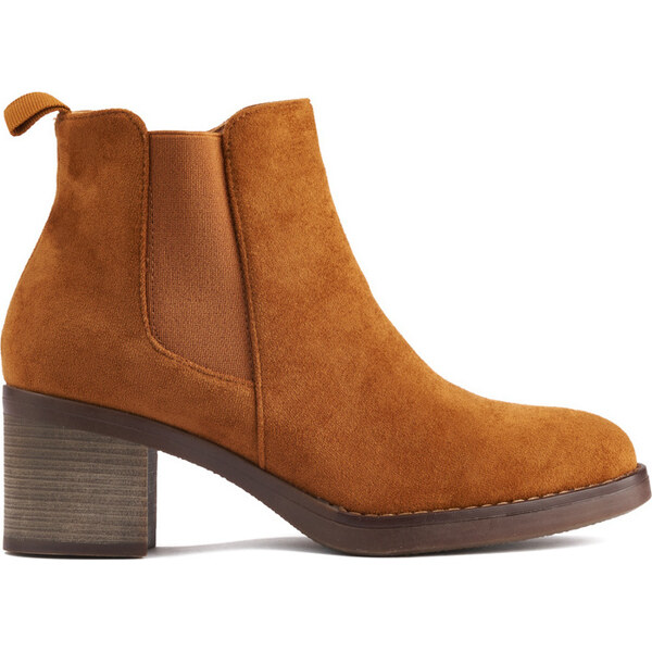 SHELOVET Karamelové chelsea členkové topánky na širokom podpätku 6617C 66148620