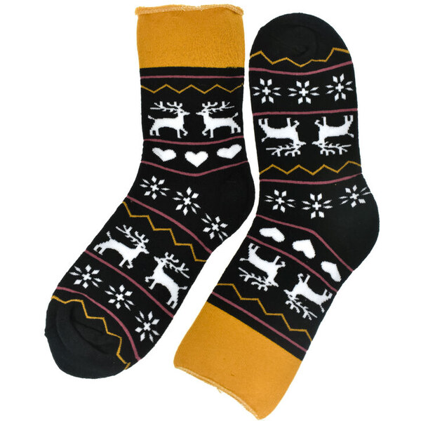 AURA.VIA Vianočné spandex termo ponožky WinterJoy s motívom sobov 59808781