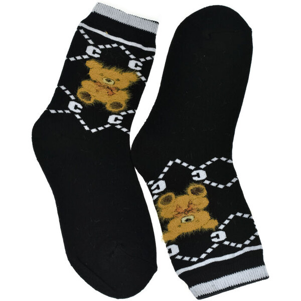 AURA.VIA Dámske čierne bavlnené ponožky TeddyBear 59808783