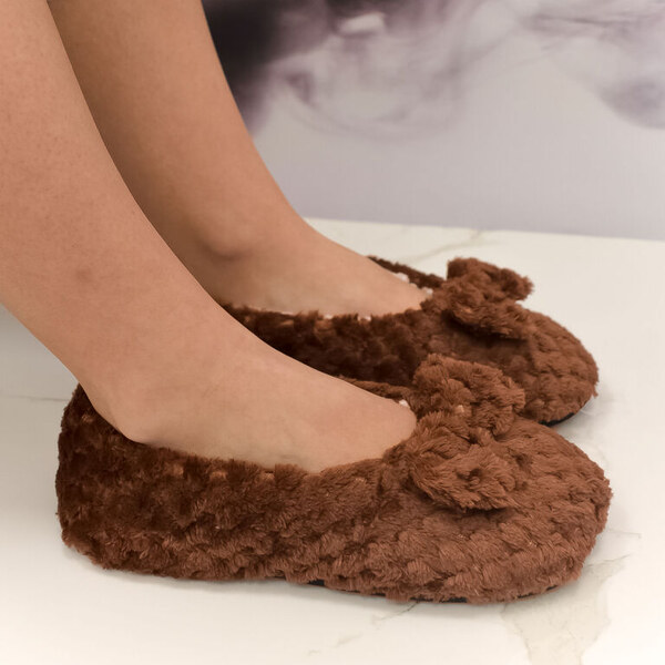 MR PAMUT Dámske plyšové hnedé ponožky Cozy Bow 59808789