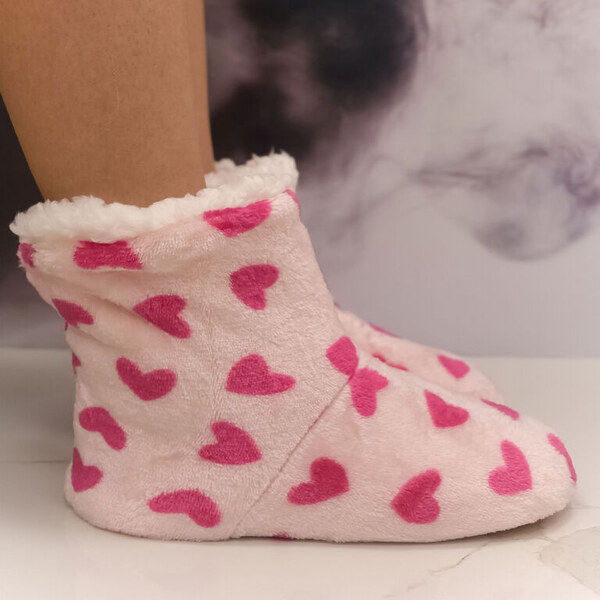 MR PAMUT Dámske plyšové ružové ponožky Heart Warmth 35-41 59808793