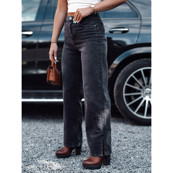 BASIC Čierne dámske široké džínsy s vysokým pásom JEANDII UY2209 59816234