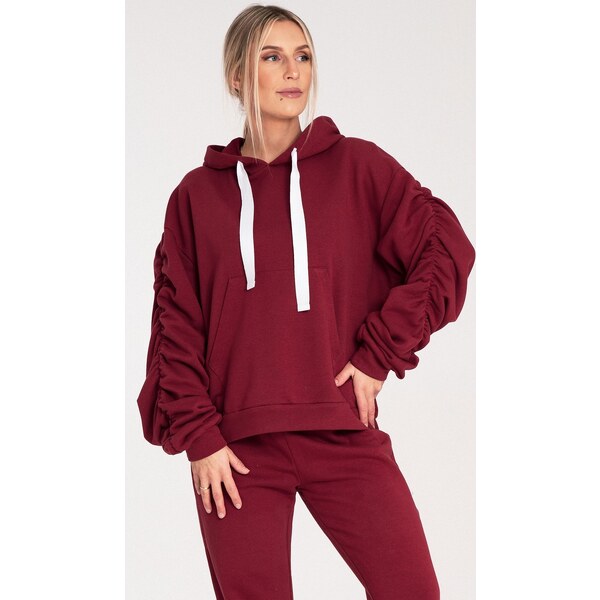 FIGL Bordó dámska bavlnená mikina s kapucňou M1055 Bordo 59816226