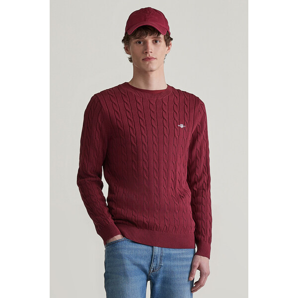 SVETER GANT COTTON CABLE C-NECK WINE RED 55857128