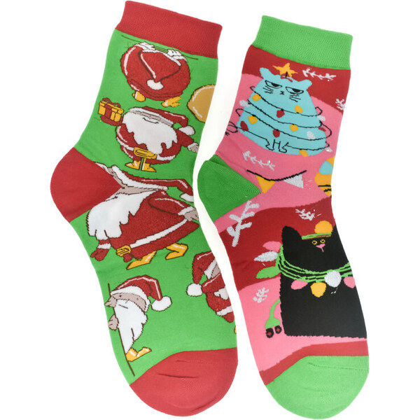 AURA.VIA Vianočné bavlnené zelené ponožky Festive-Fun 35-41 59829682