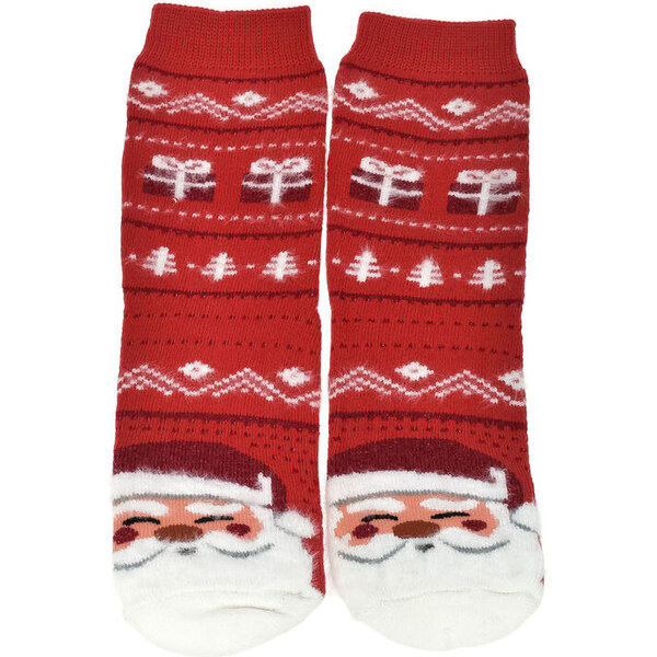 AURA.VIA Detské vianočné bavlnené červené ponožky SantaGift 28-35 59829684