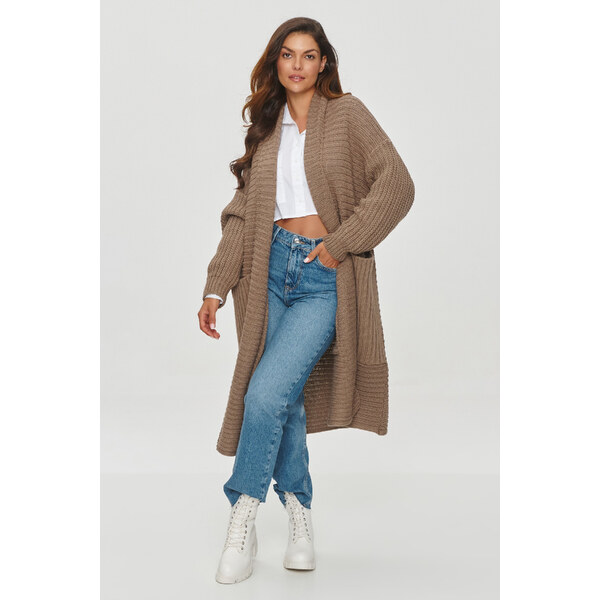 Makadamia Kardigan s veľkými vreckami S153 | cappucino S153 59830033