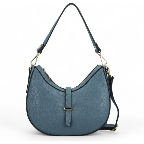 Delami Vera Pelle Dámska kožená kabelka cez rameno džínsovo modrá - 60175633