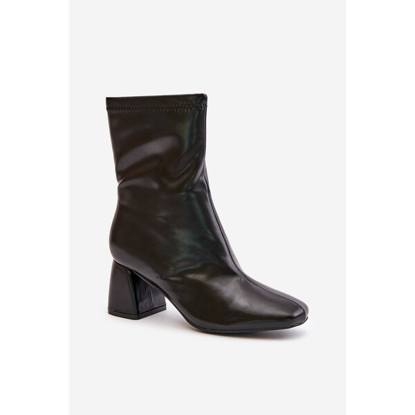 Boto Smooth womens ankle boots with heels made of eco-leather black 59905950
