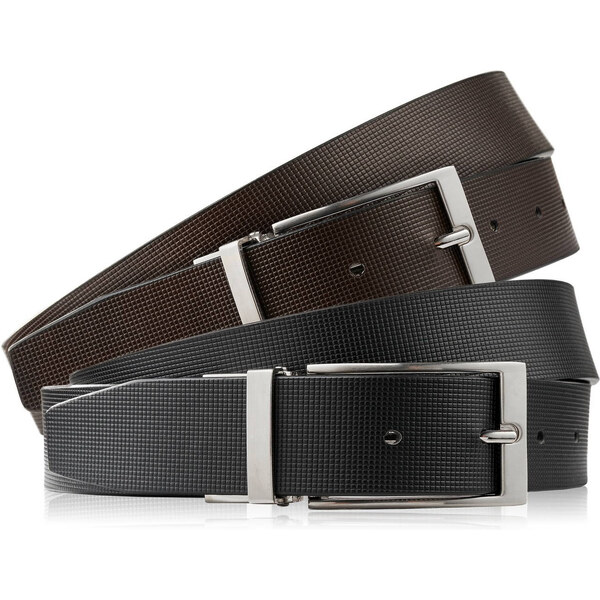 Paolo Peruzzi Pánsky obojstranný kožený opasok 110 cm | čierno-hnedá 60121728