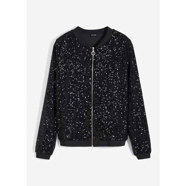 bonprix Bluzón s flitrami, farba čierna 47295299