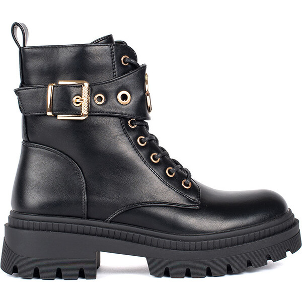 BASIC Čierne členkové dámske topánky s ozdobným pásikom QT95P-B 57450774