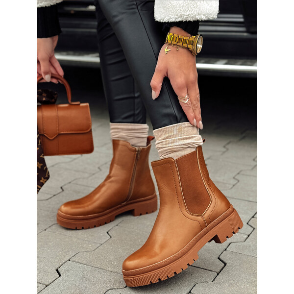 BASIC Dámske camel členkové topánky MONDERICO ZY0512 60122061