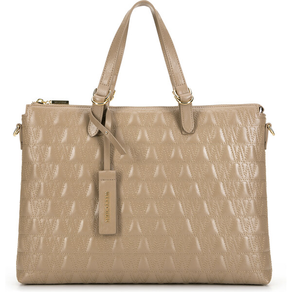 Wittchen Damska torba na laptopa 14 w geometryczny wzór beżowa 99-4E 66066112