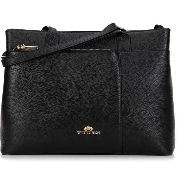 Wittchen Dámska shopperka z kože s drobným zrnom čierno-zlatá 29-4E 66066019